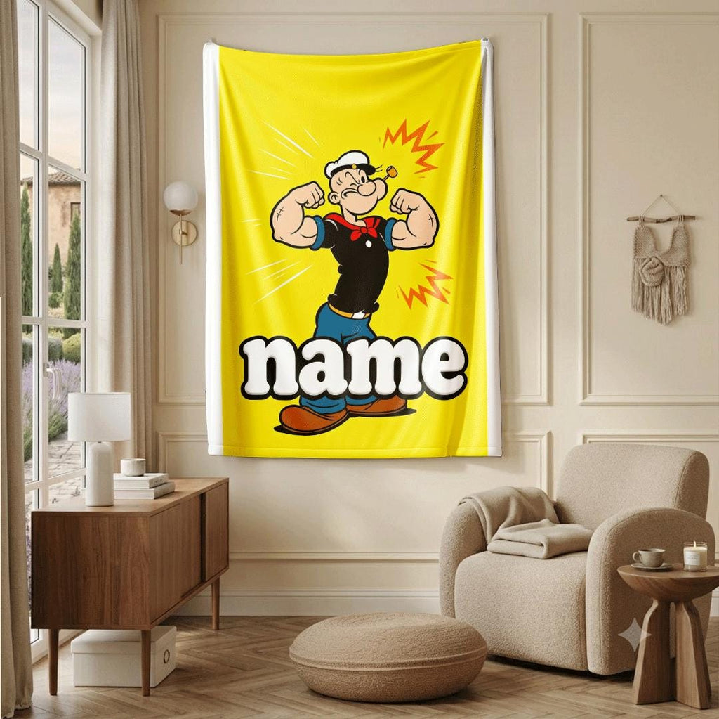 Popeye muscle pose print cartoon blanket cool kids blanket car blanket Customized name air conditioning blankets holiday gift