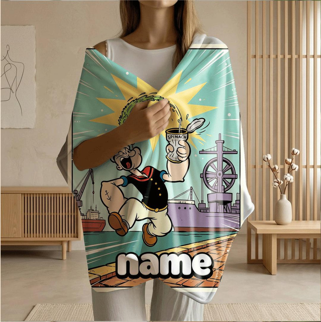 Popeye spinach dock print cartoon blanket lively sofa blanket single blanket Customized name winter warm blankets keepsake gift