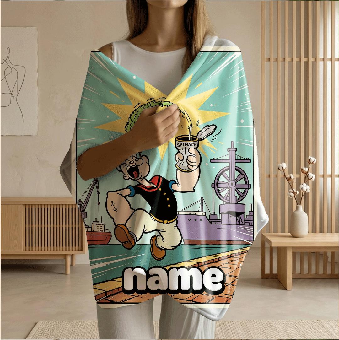 Popeye spinach dock print cartoon blanket lively sofa blanket single blanket Customized name winter warm blankets keepsake gift