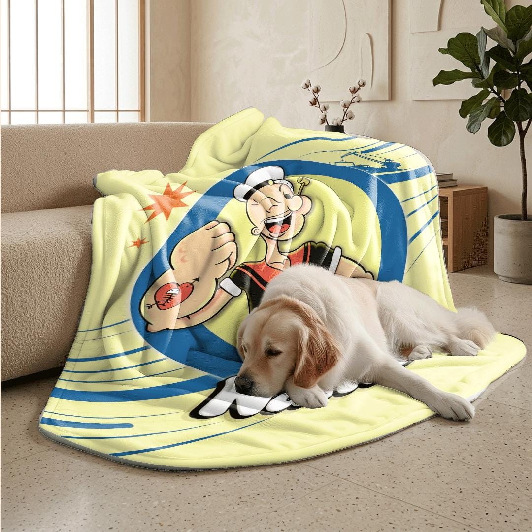 Popeye circle portrait print cartoon blanket lively sofa blanket dormitory blanket Customized name all-season blankets keepsake gift