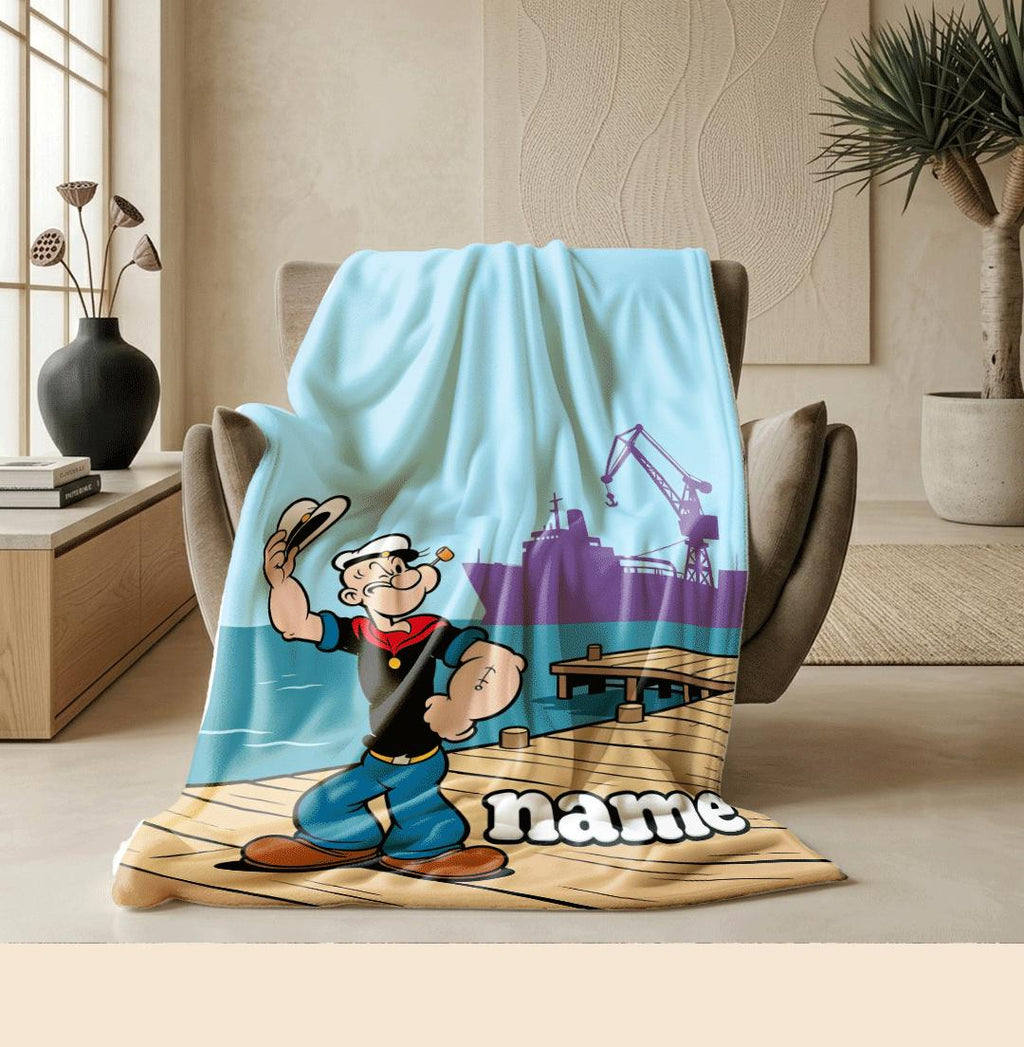 Popeye dock salute print cartoon blanket classic single blanket portable blanket Customized name nap blankets souvenir gift