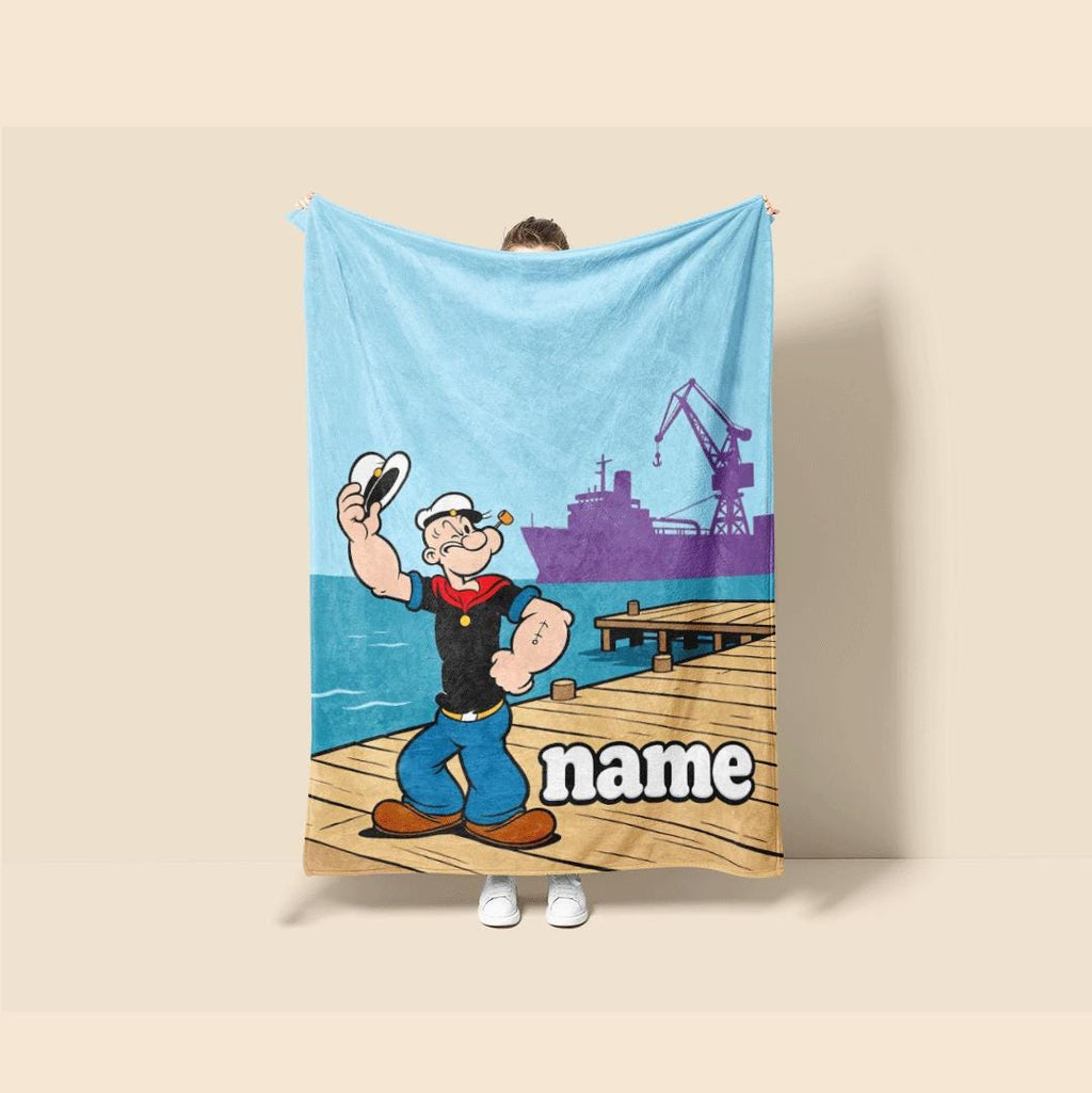 Popeye dock salute print cartoon blanket classic single blanket portable blanket Customized name nap blankets souvenir gift