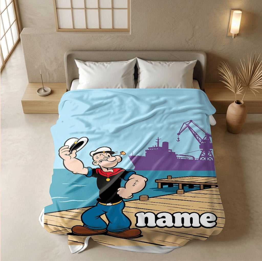 Popeye dock salute print cartoon blanket classic single blanket portable blanket Customized name nap blankets souvenir gift