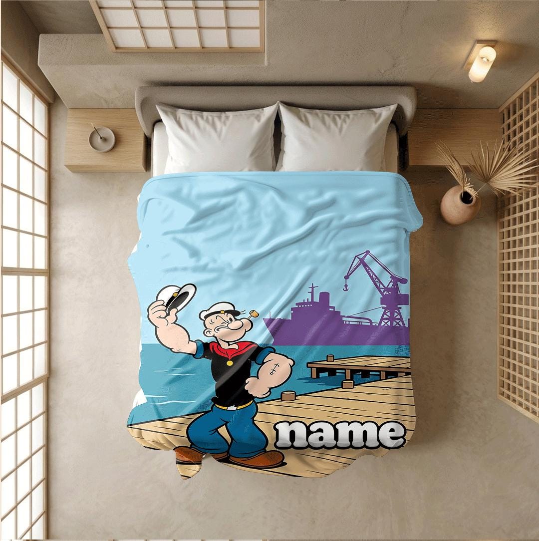 Popeye dock salute print cartoon blanket classic single blanket portable blanket Customized name nap blankets souvenir gift