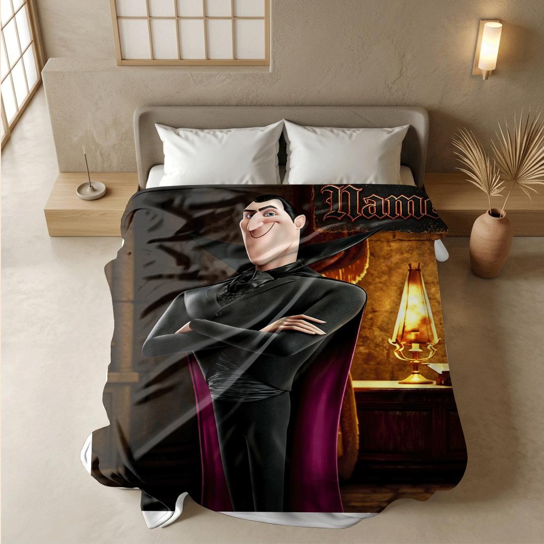 Hotel Transylvania Dracula print cartoon blanket elegant sofa blanket single blanket Customized name winter warm blankets holiday gift