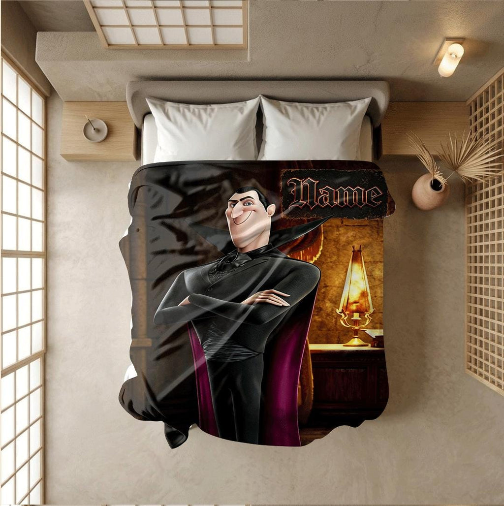 Hotel Transylvania Dracula print cartoon blanket elegant sofa blanket single blanket Customized name winter warm blankets holiday gift