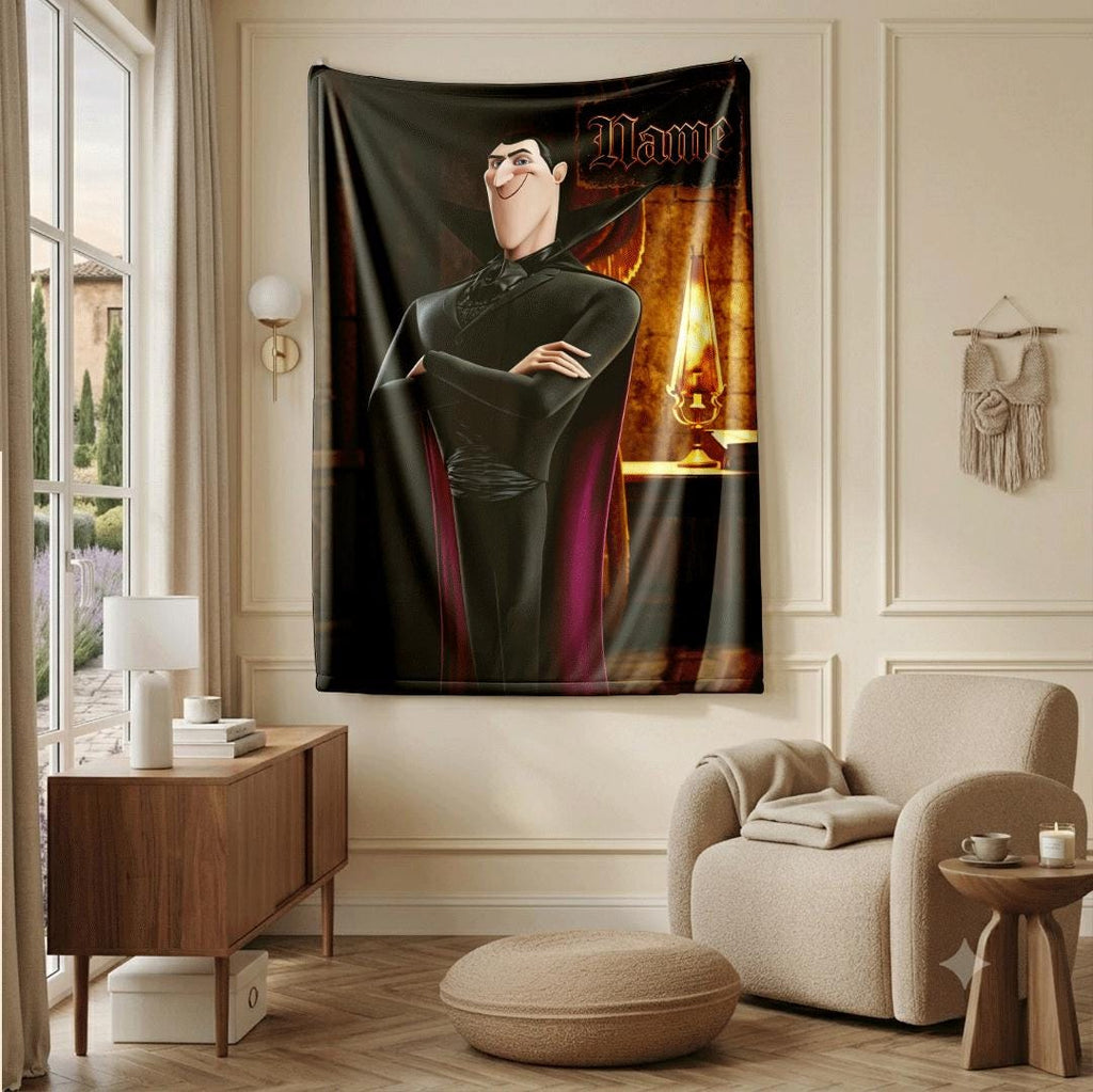 Hotel Transylvania Dracula print cartoon blanket elegant sofa blanket single blanket Customized name winter warm blankets holiday gift
