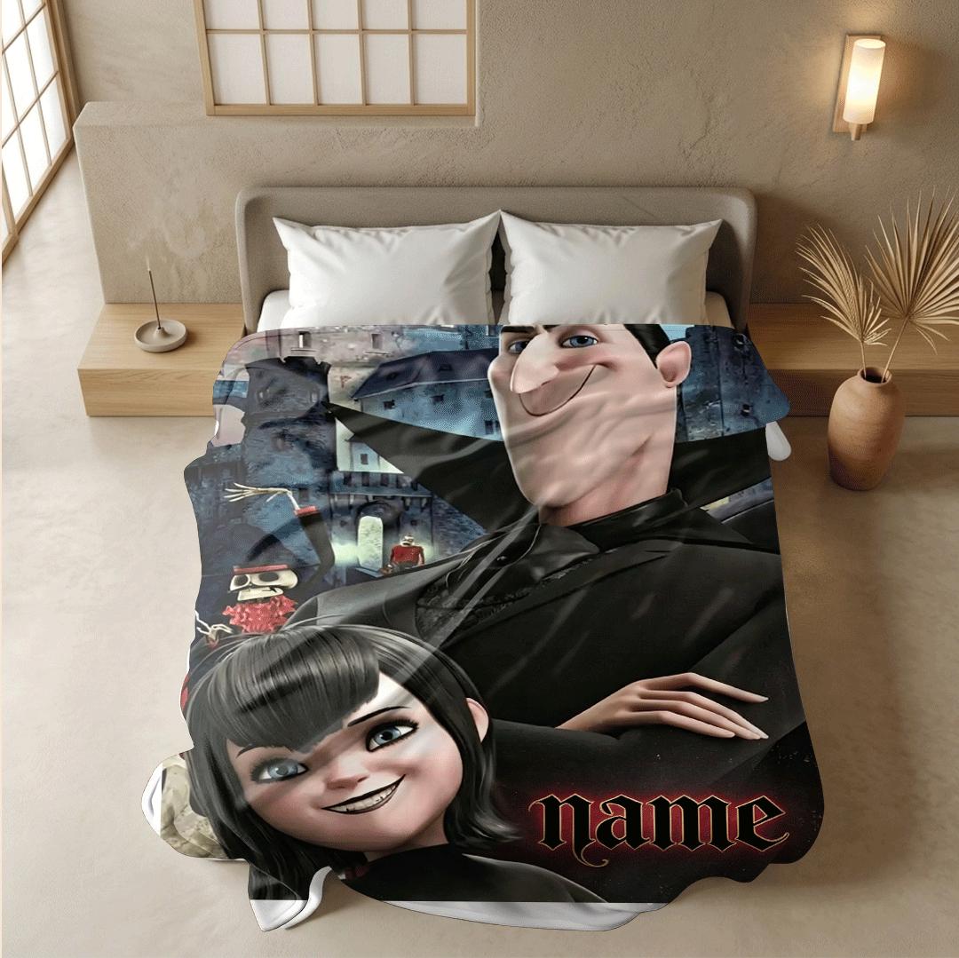 Hotel Transylvania Dracula Mavis print cartoon blanket classic sofa blanket dormitory blanket Customized name blankets birthday gift