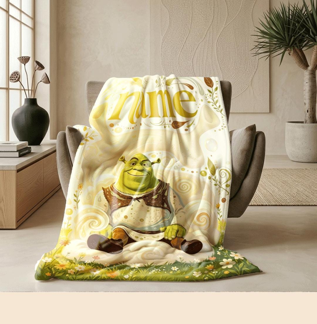 Shrek meadow cloud print cartoon blanket warm travel portable blanket car blanket Customized name lunch break blankets keepsake gift