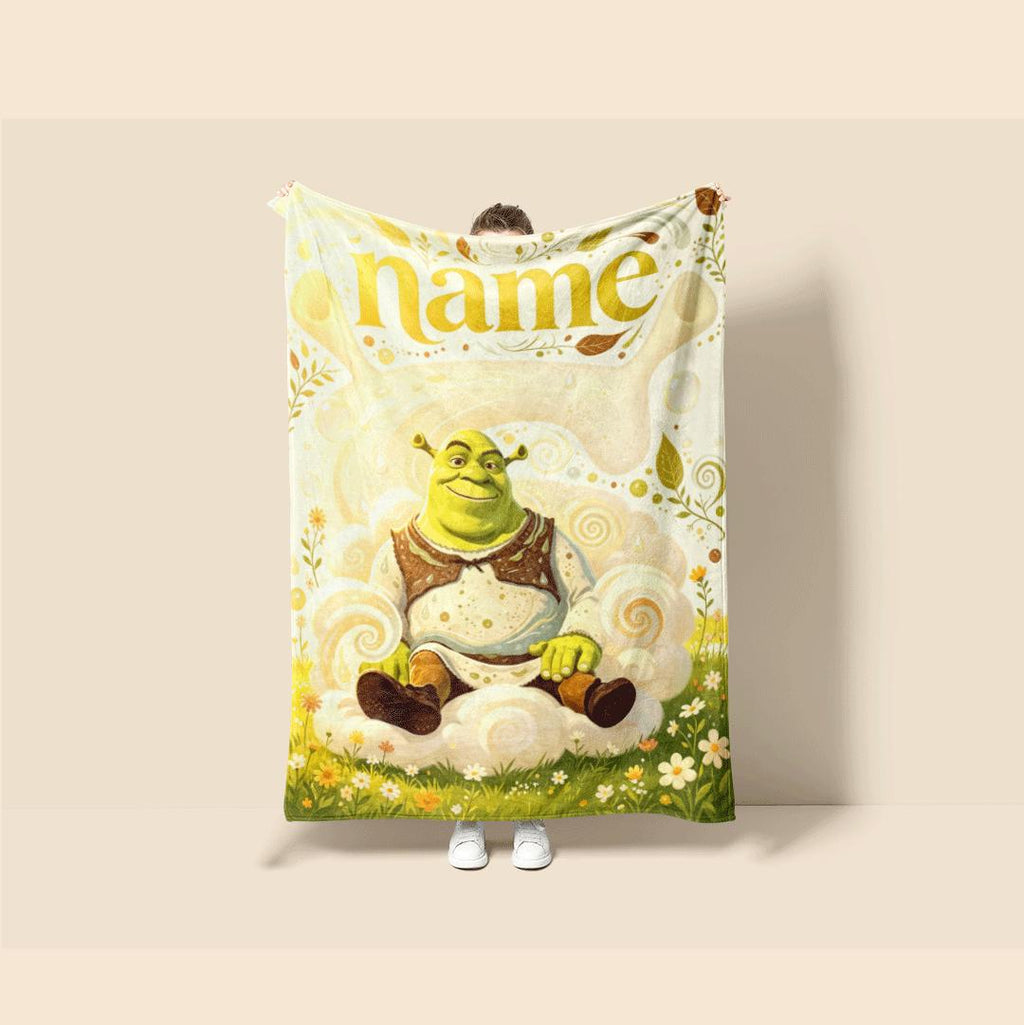 Shrek meadow cloud print cartoon blanket warm travel portable blanket car blanket Customized name lunch break blankets keepsake gift