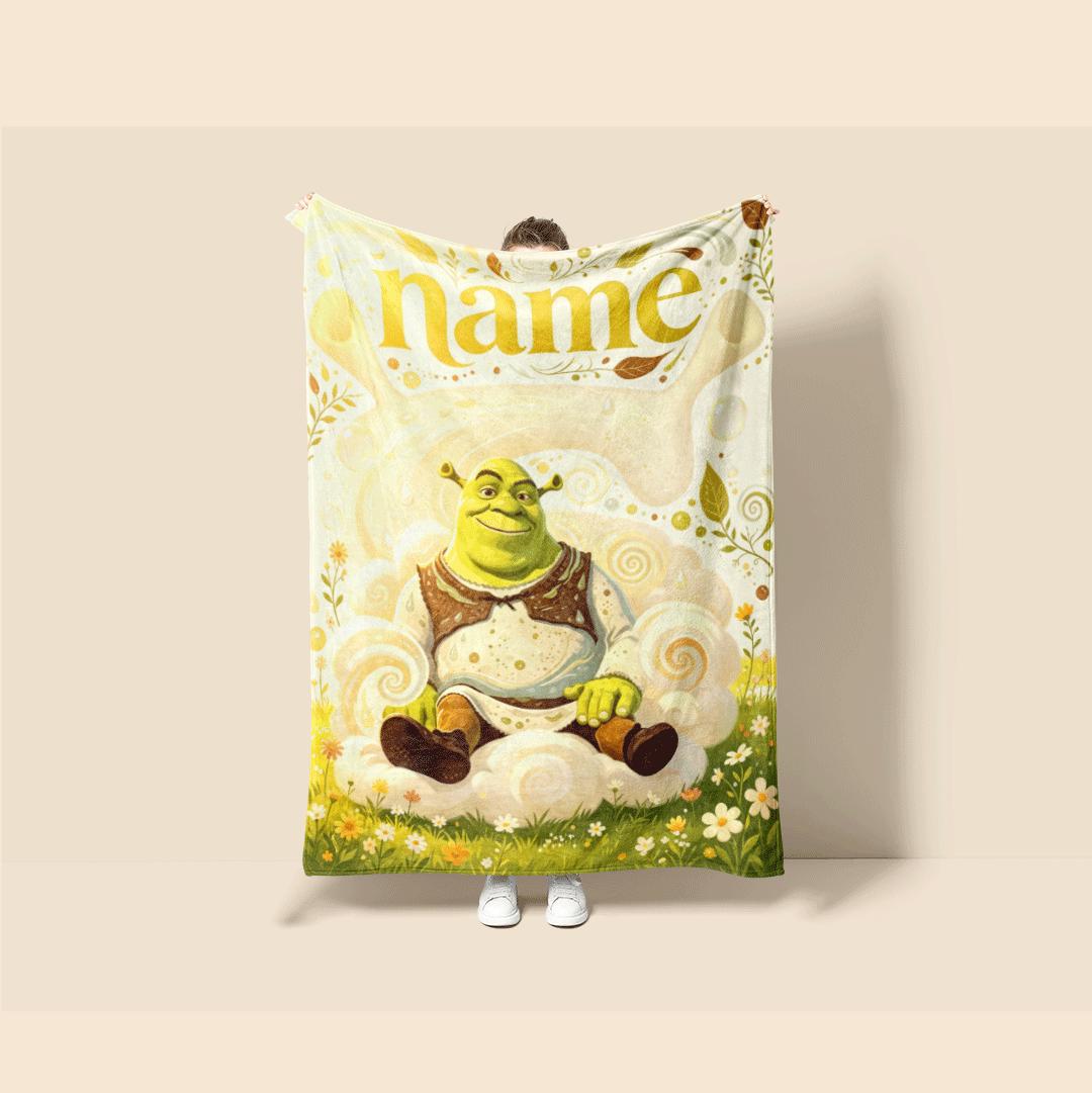 Shrek meadow cloud print cartoon blanket warm travel portable blanket car blanket Customized name lunch break blankets keepsake gift