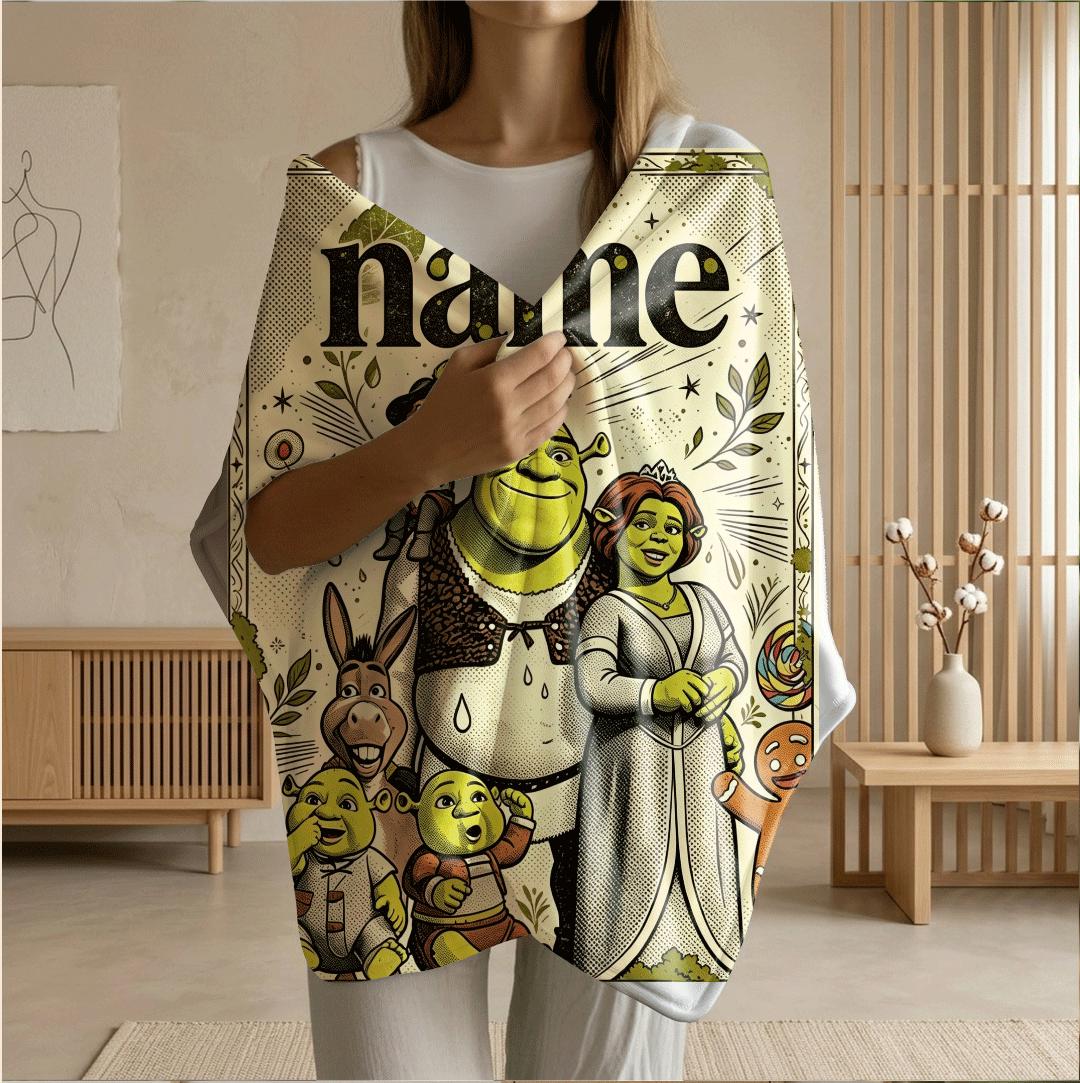 Shrek family retro print cartoon blanket vintage sofa blanket single blanket Customized name winter warm blankets party gift
