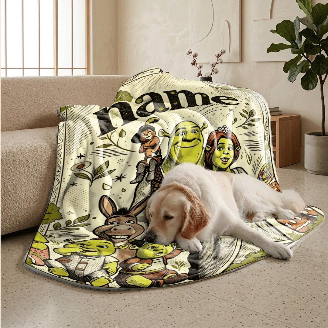 Shrek family retro print cartoon blanket vintage sofa blanket single blanket Customized name winter warm blankets party gift