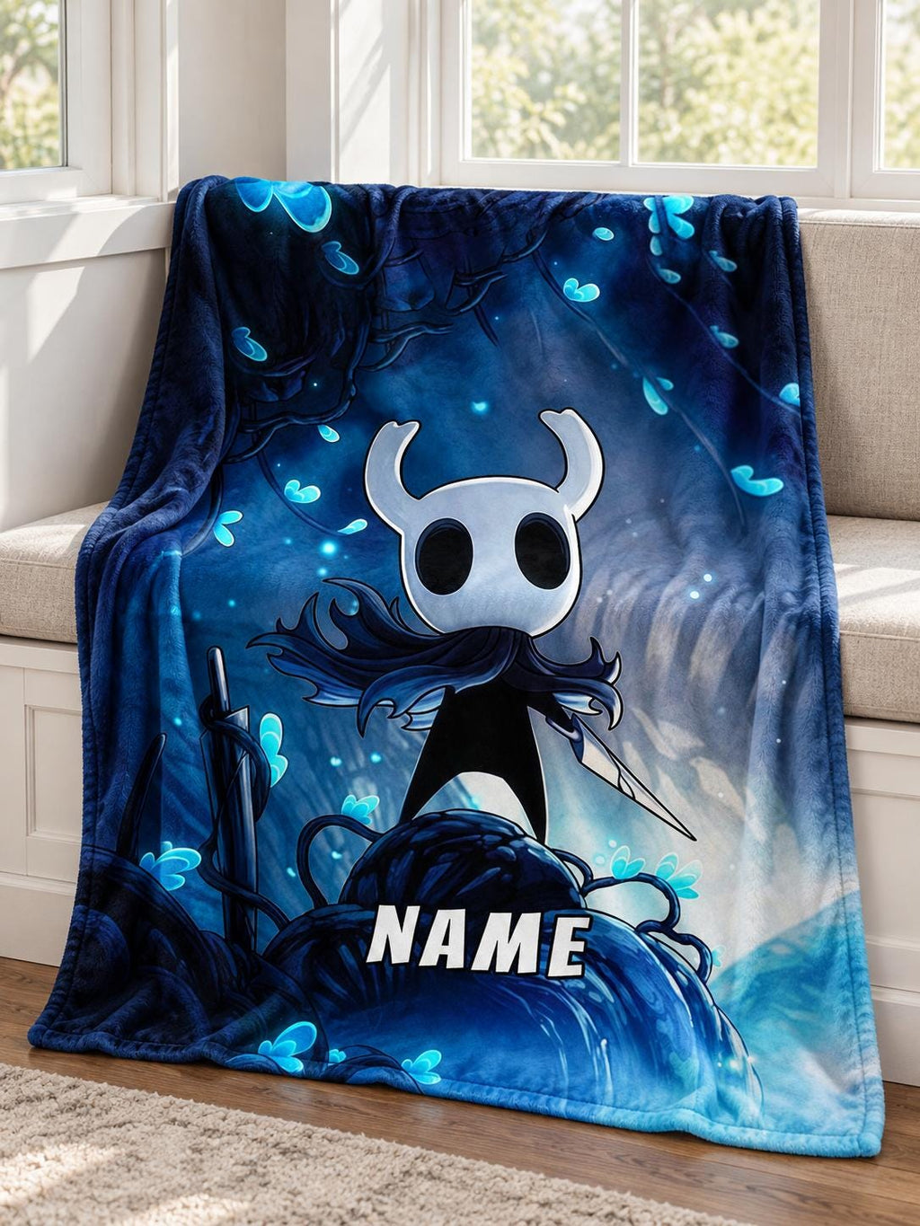 Personalized Hollow Knight Blanket, Custom Name Gamer Throw, Hallownest Fan Gift