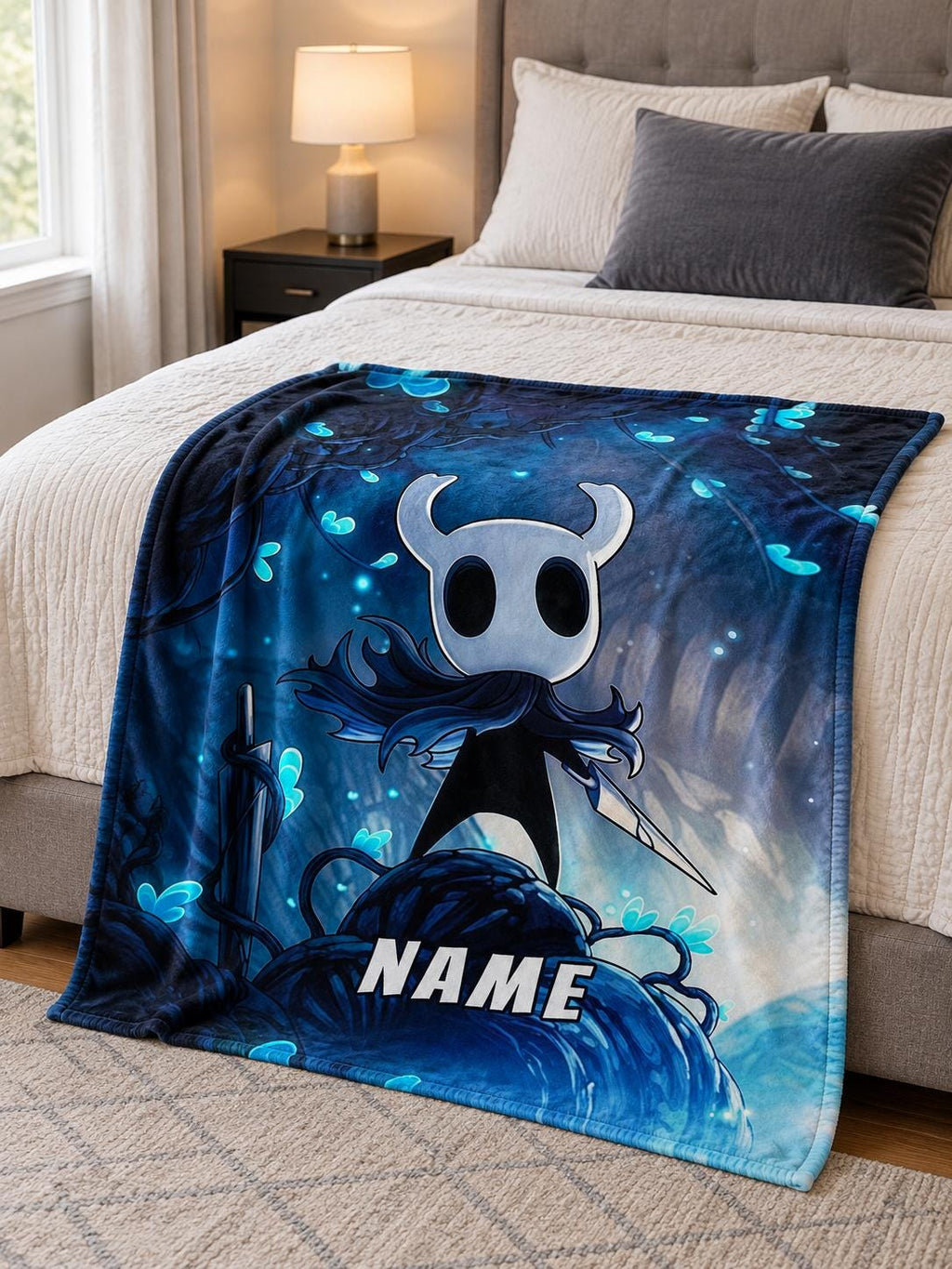 Personalized Hollow Knight Blanket, Custom Name Gamer Throw, Hallownest Fan Gift
