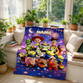 Custom Name Toy Story Blanket Soft Throw, Night Sky Firework Print, Personalized Kids Fleece