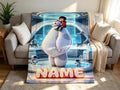 Personalized Baymax Robot Fleece Blanket, Custom Name Throw, Cozy Kids Gift