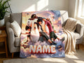 Personalized Baymax Robot Fleece Blanket, Custom Name Throw, Cozy Kids Gift