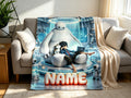 Personalized Baymax Robot Fleece Blanket, Custom Name Throw, Cozy Kids Gift