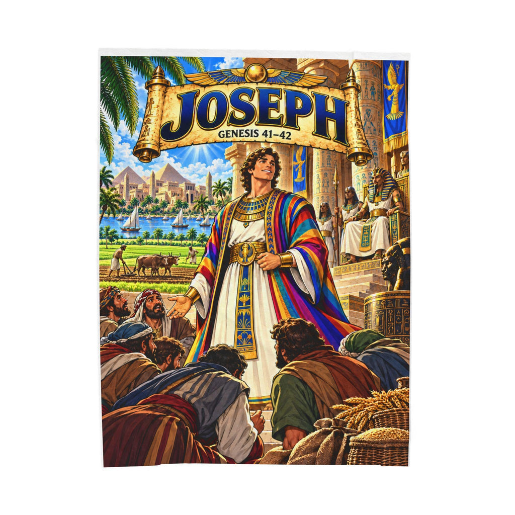 Joseph Bible Story Blanket | Genesis 41-42 Christian Kids Gift | Faith Bedroom Decor