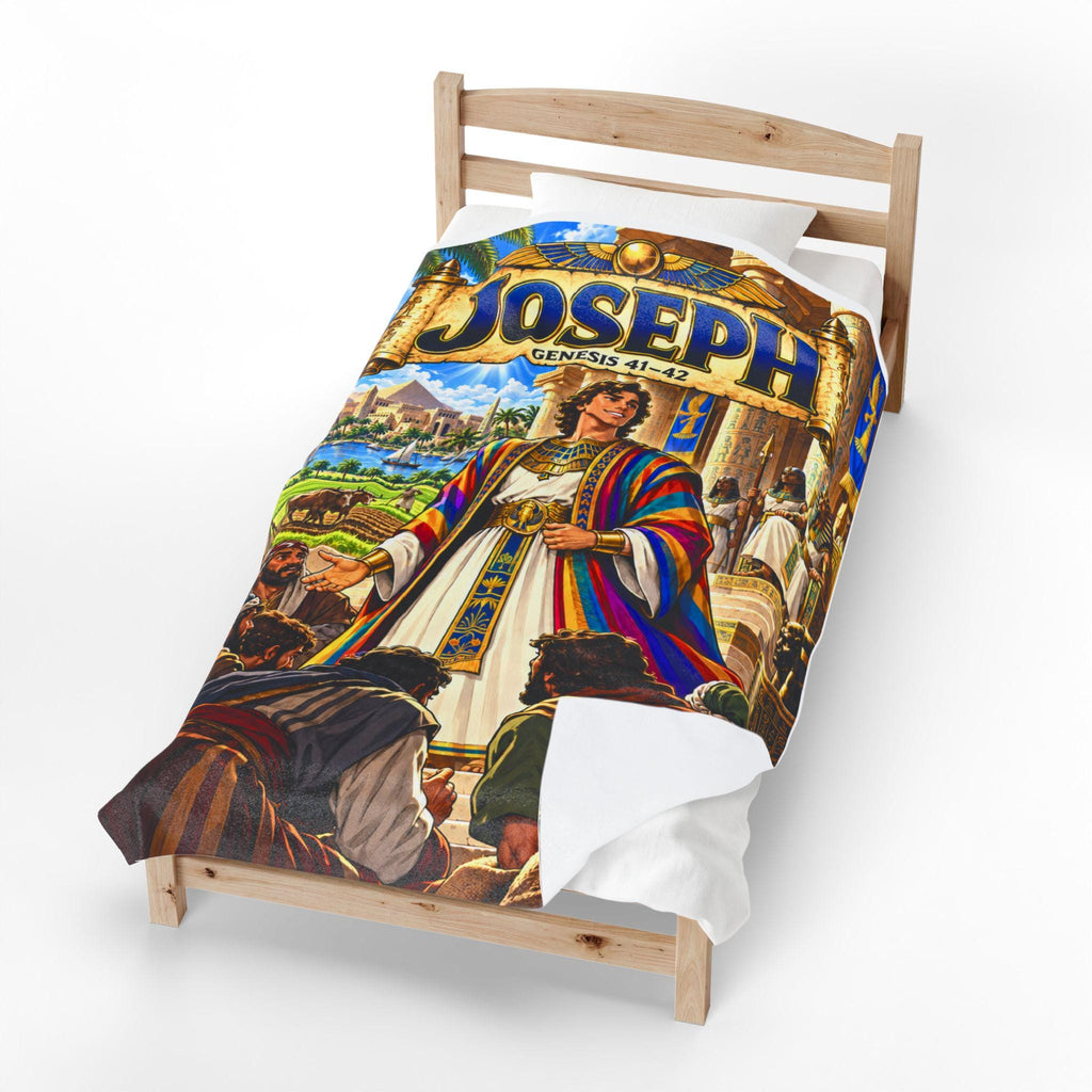 Joseph Bible Story Blanket | Genesis 41-42 Christian Kids Gift | Faith Bedroom Decor