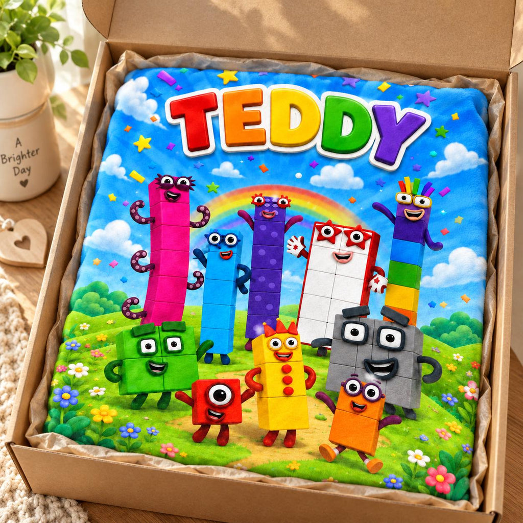 Personalized Kids Counting Blanket, Colorful Educational Plush Gift