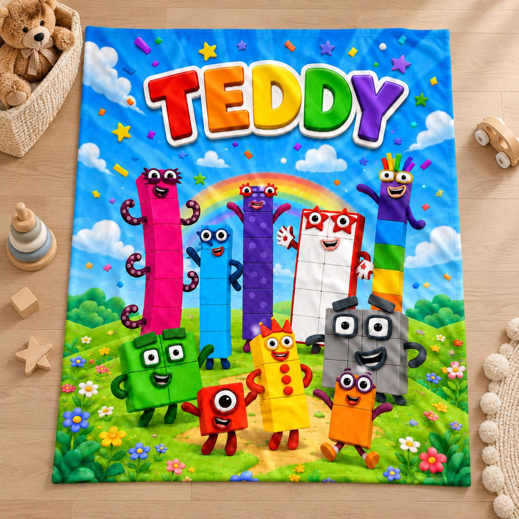 Personalized Kids Counting Blanket, Colorful Educational Plush Gift