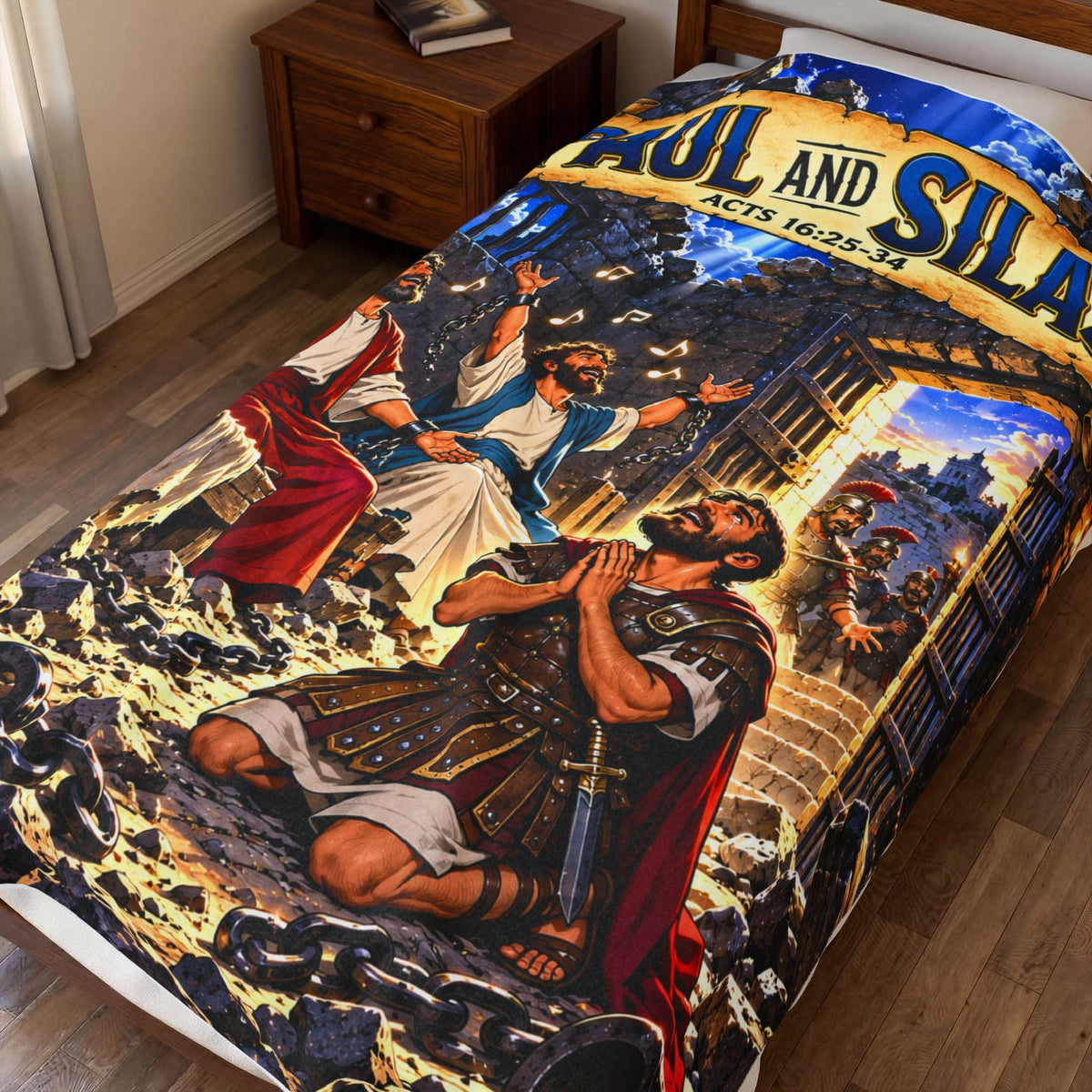 Paul and Silas Bible Story Blanket | Acts 16:25-34 Christian Kids Gift