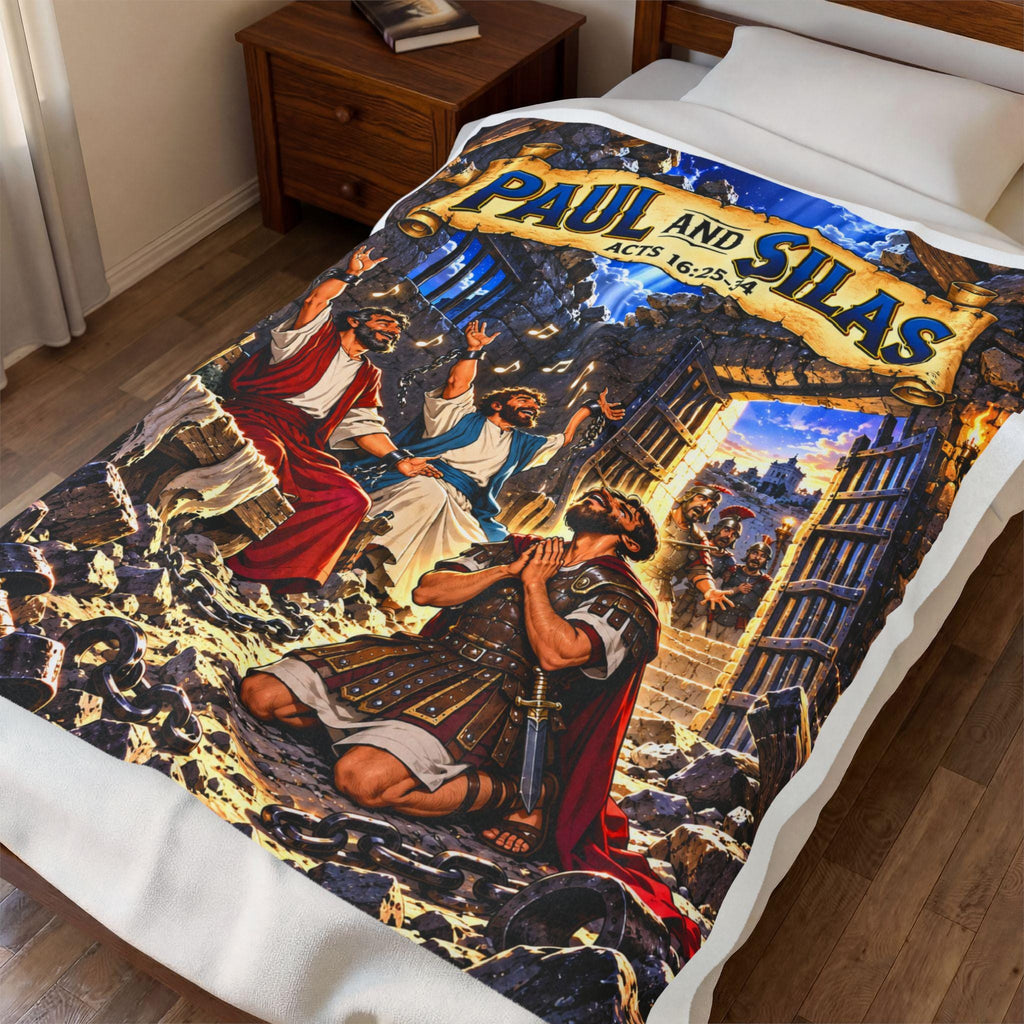 Paul and Silas Bible Story Blanket | Acts 16:25-34 Christian Kids Gift