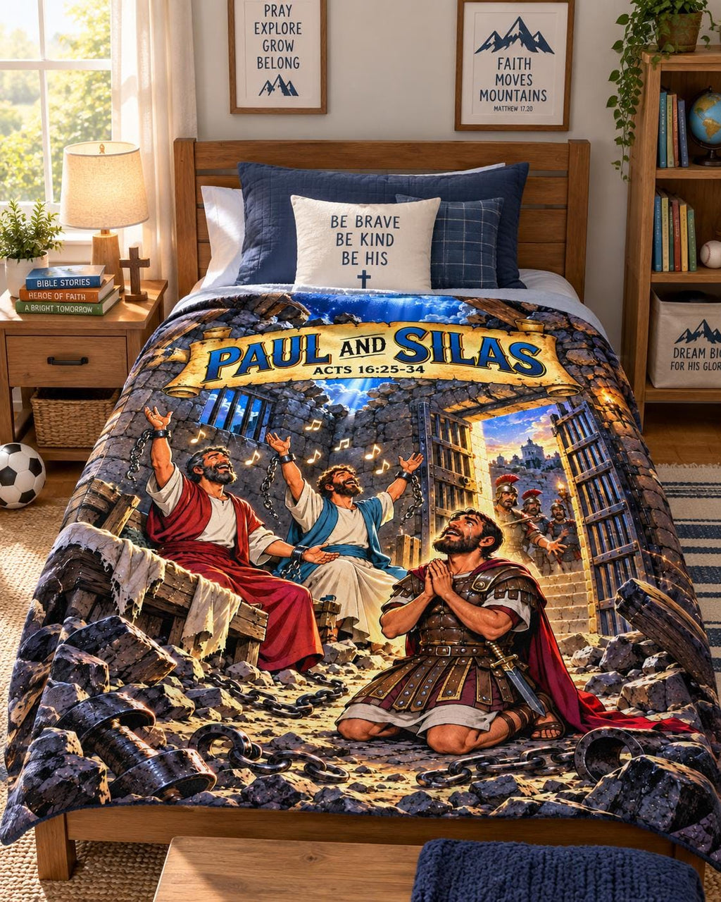 Paul and Silas Bible Story Blanket | Acts 16:25-34 Christian Kids Gift