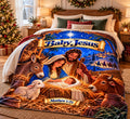 Baby Jesus Nativity Scene Velveteen Plush Blanket | Matthew 1:21 Christmas Throw