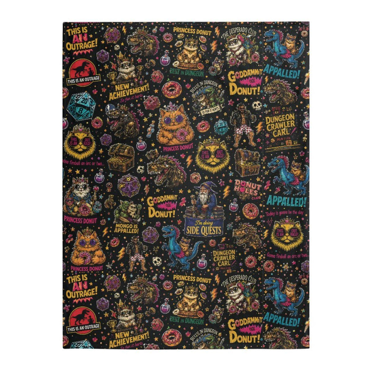 Dungeon Crawler Carl Blanket, New Achievement Princess Donut Mongo Blanket, Fantasy Reader Gift, Cozy Gamer Decor, Funny Fantasy LitRPG Gift