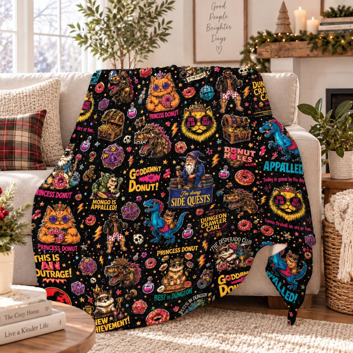 Dungeon Crawler Carl Blanket, New Achievement Princess Donut Mongo Blanket, Fantasy Reader Gift, Cozy Gamer Decor, Funny Fantasy LitRPG Gift