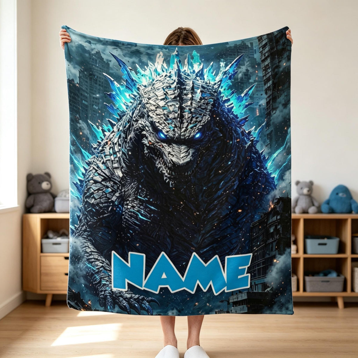 Personalized Monster Adventure Blanket Custom Name Kids Throw Blanket Cozy Fleece Blanket Birthday Gift