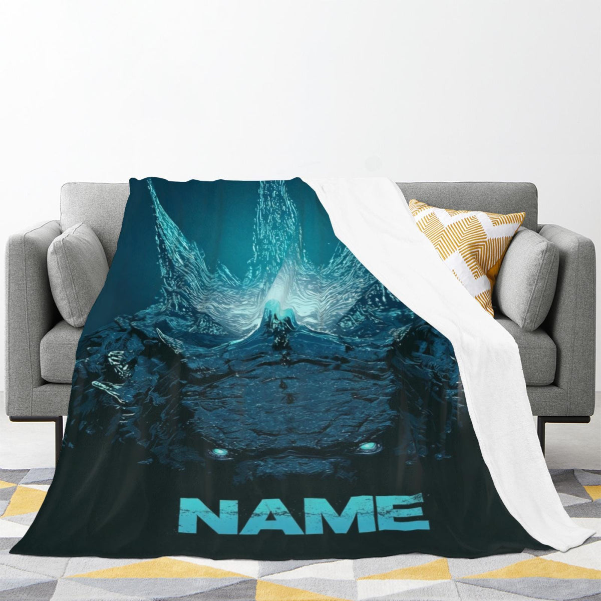 Custom Name Monster Blanket, Personalized Dragon Throw Blanket, Kaiju Inspired Kids Blanket, Fantasy Creature Gift, Cozy Sofa Blanket