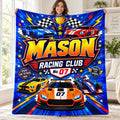 Personalized Racing Blanket for Boys, Custom Name Race Car Gift