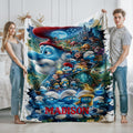 Personalized Smurfs Blanket, Custom Smurfs Throw with Name, Blue Cartoon Kids Blanket, Classic Cartoon Gift, Cozy Kids Blanket
