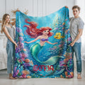 Personalized Mermaid Blanket, Custom Mermaid Throw with Name, Magical Ocean Blanket, Cute Under the Sea Kids Blanket, Mermaid Gift for Girls