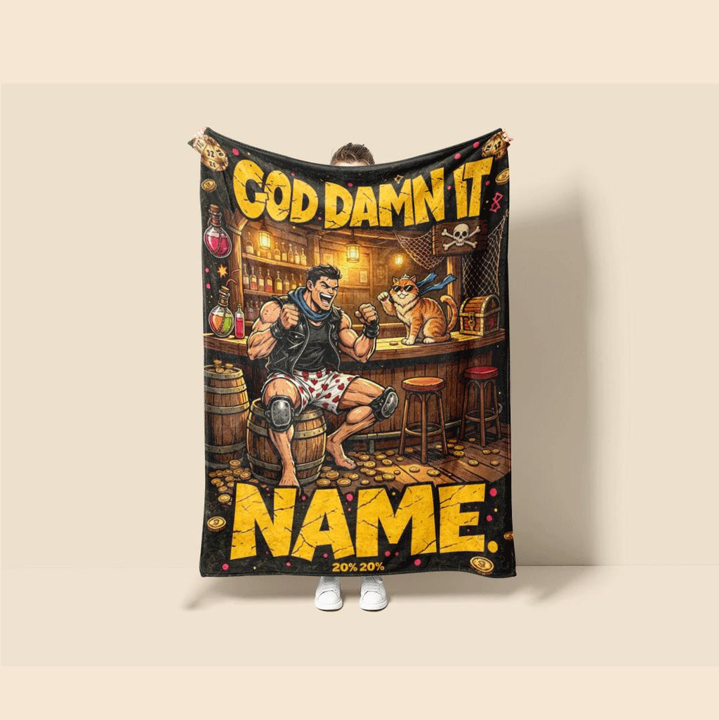 God Damn It tavern retro print single blanket couch blanket portable blanket Customized name air conditioning blankets surprise gift