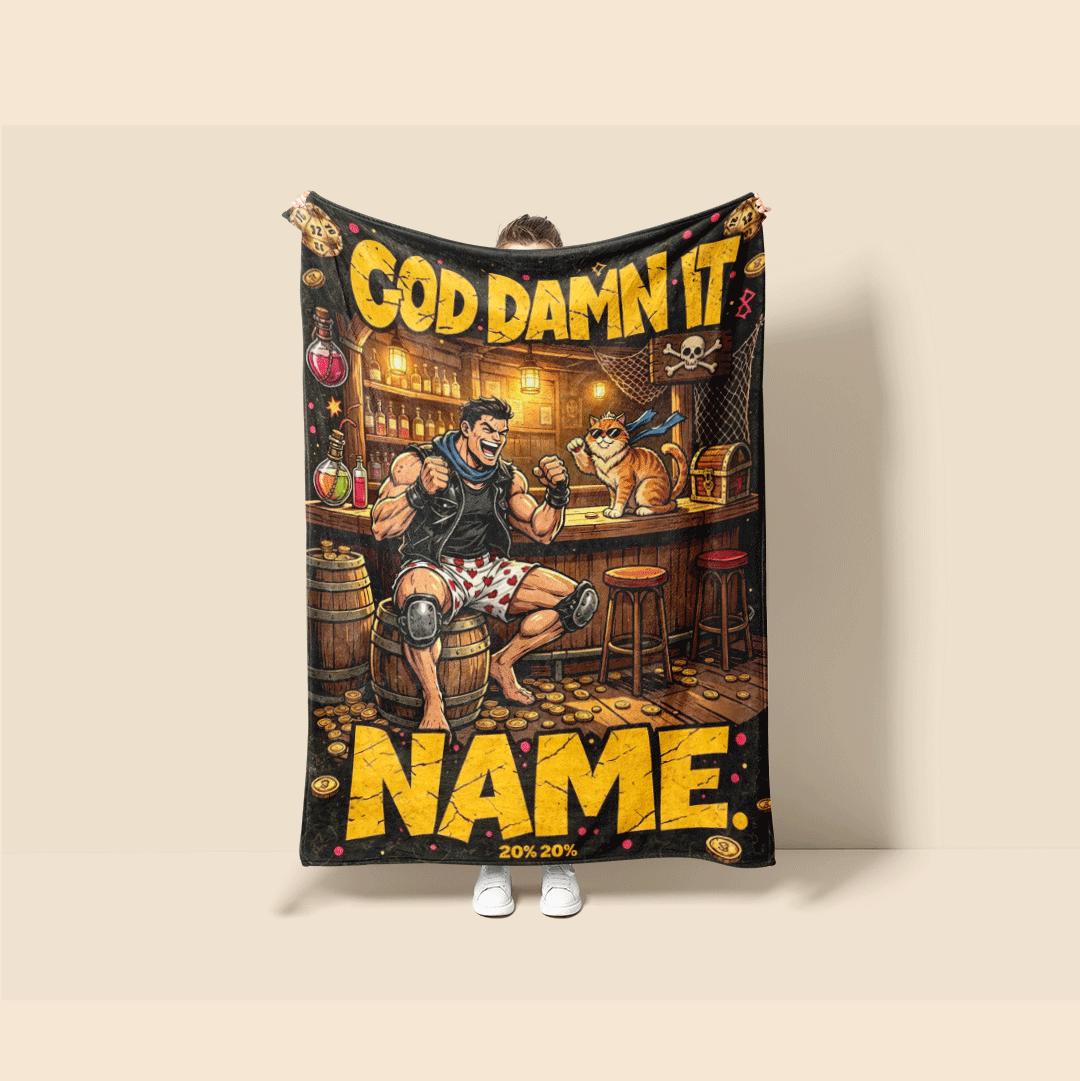 God Damn It tavern retro print single blanket couch blanket portable blanket Customized name air conditioning blankets surprise gift