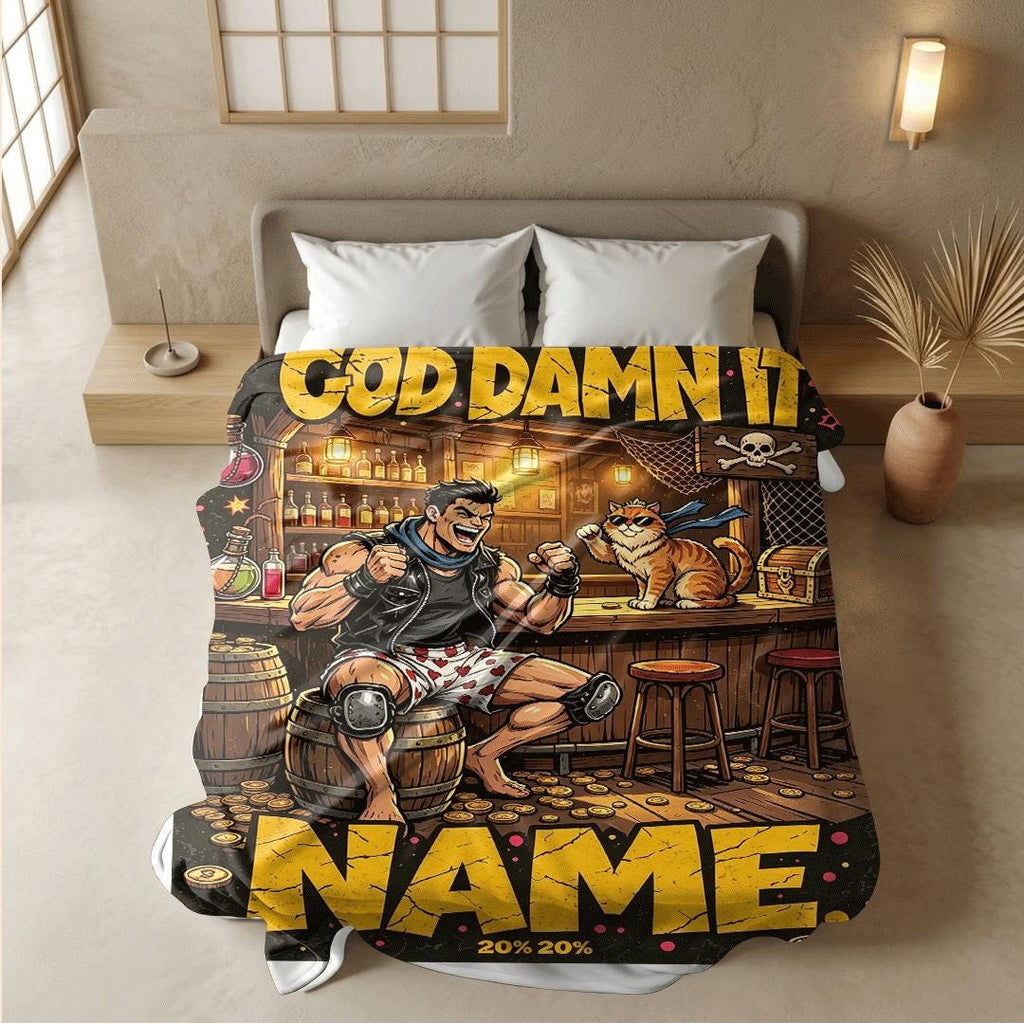 God Damn It tavern retro print single blanket couch blanket portable blanket Customized name air conditioning blankets surprise gift