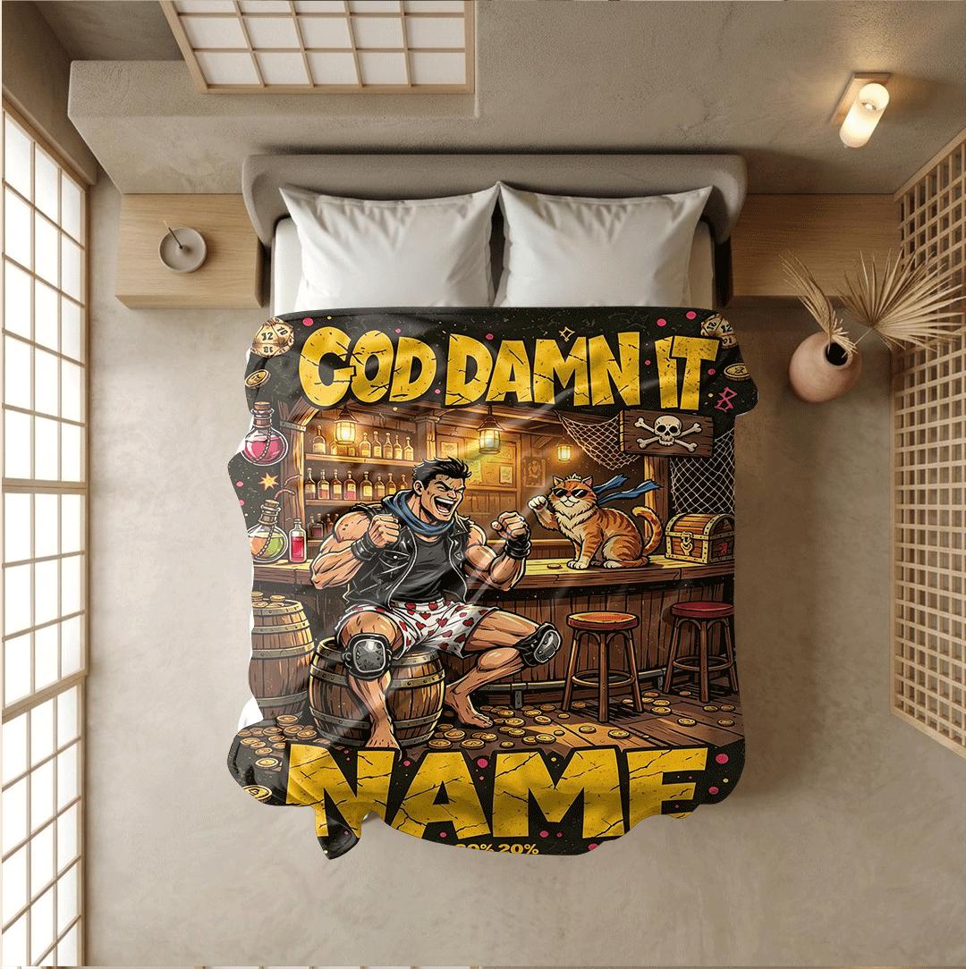 God Damn It tavern retro print single blanket couch blanket portable blanket Customized name air conditioning blankets surprise gift