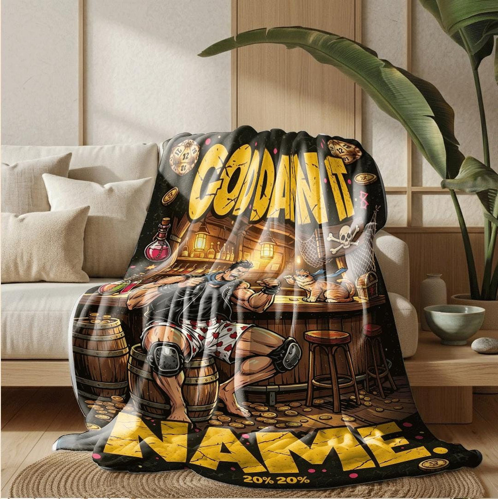 God Damn It tavern retro print single blanket couch blanket portable blanket Customized name air conditioning blankets surprise gift