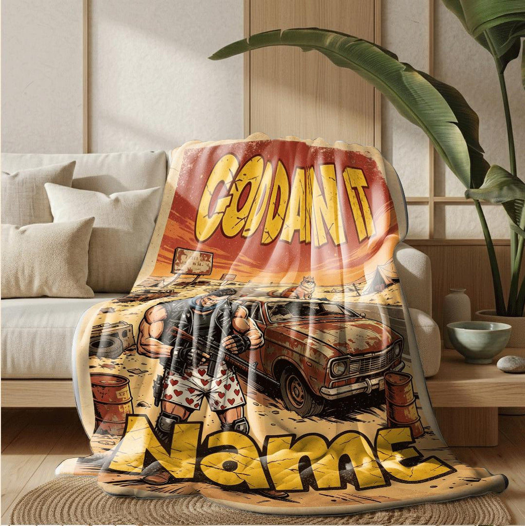 God Damn It wasteland road comic print kids blanket dorm blanket pet blanket winter warm blankets festival gift decor