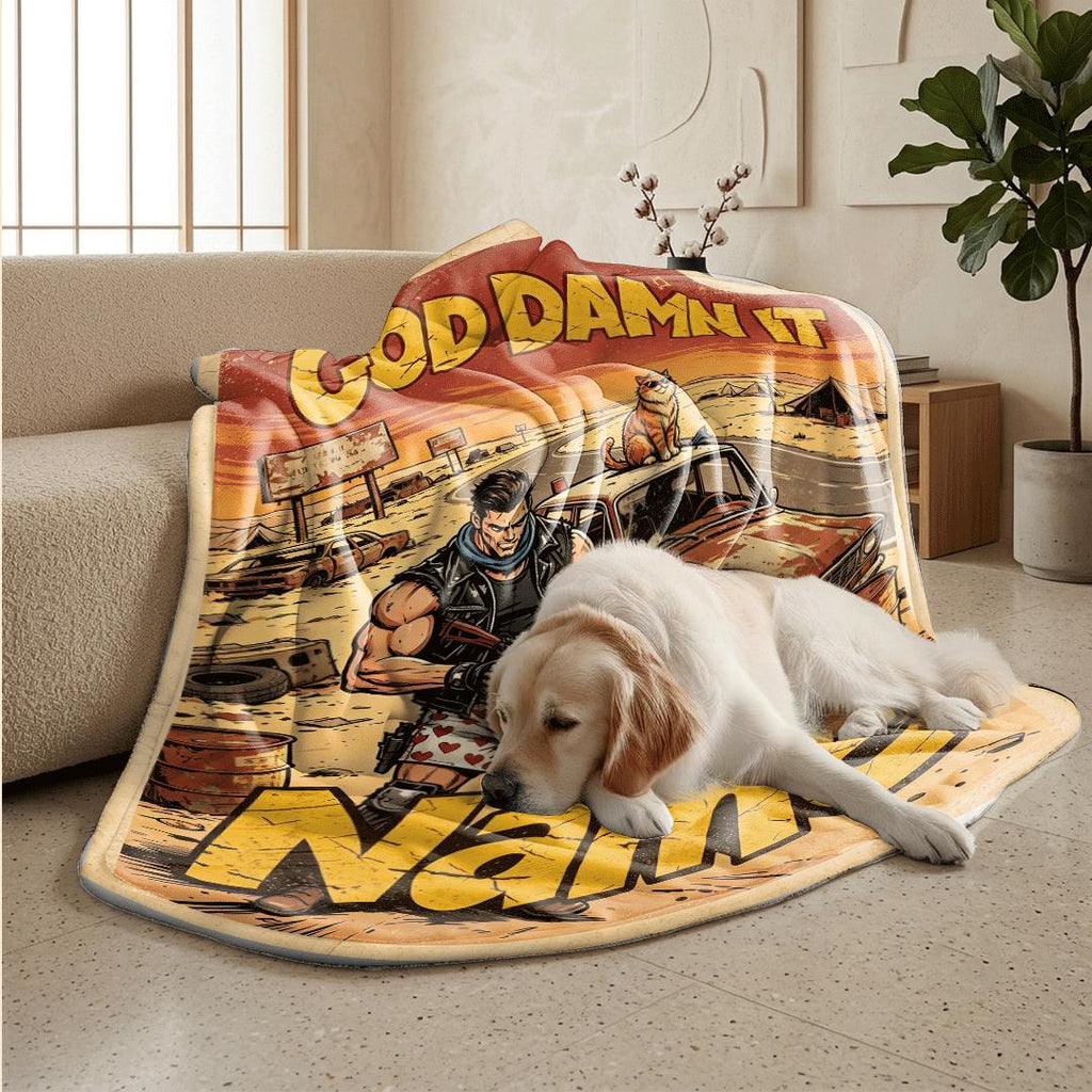 God Damn It wasteland road comic print kids blanket dorm blanket pet blanket winter warm blankets festival gift decor