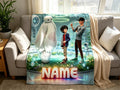 Personalized Baymax Robot Fleece Blanket, Custom Name Throw, Cozy Kids Gift