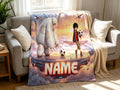 Personalized Baymax Robot Fleece Blanket, Custom Name Throw, Cozy Kids Gift