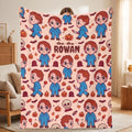 Personalized Spooky Cute Blanket, Custom Name Halloween Throw, Creepy Kawaii Toddler Blanket, Little Slasher Boy Gift, Trick or Treat Decor