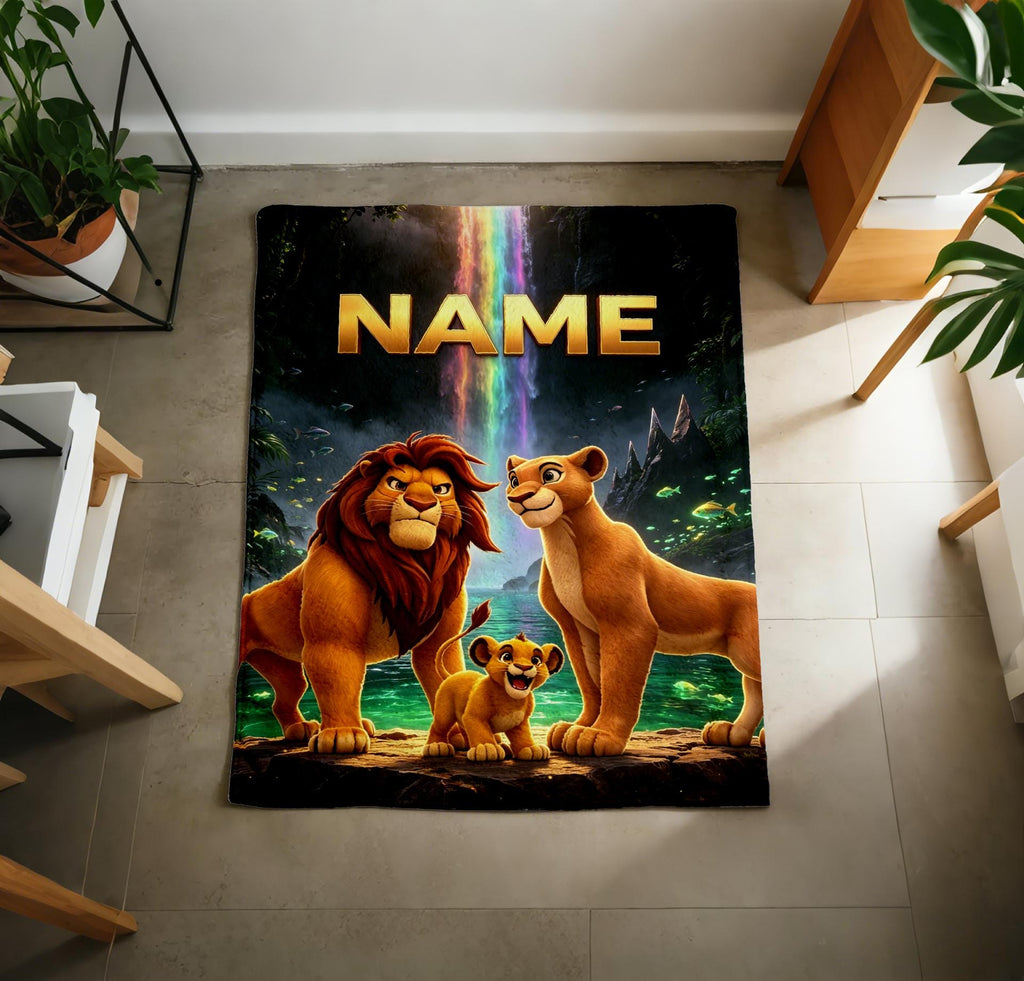 Lion King Family Rainbow Waterfall Blanket Soft Throw Custom Name Fan Birthday Gift