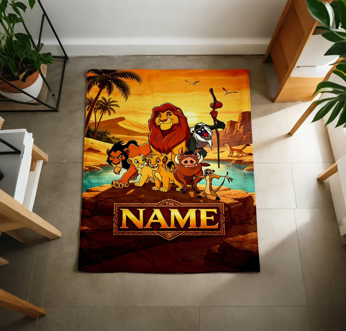 Lion King Pride Rock Sunset Blanket Soft Throw Custom Name Fan Birthday Gift